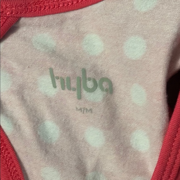 4/$20 Hyba women’s Pink and Orange Polka Dot Tank Top, keyhole back, size medium - Picture 2 of 5